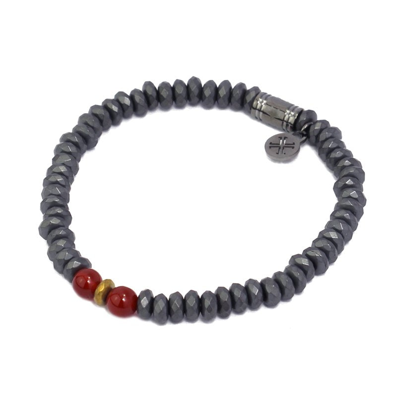 BPU326 PULSERA DE HOMBRE CON CUENTAS HEMATITA