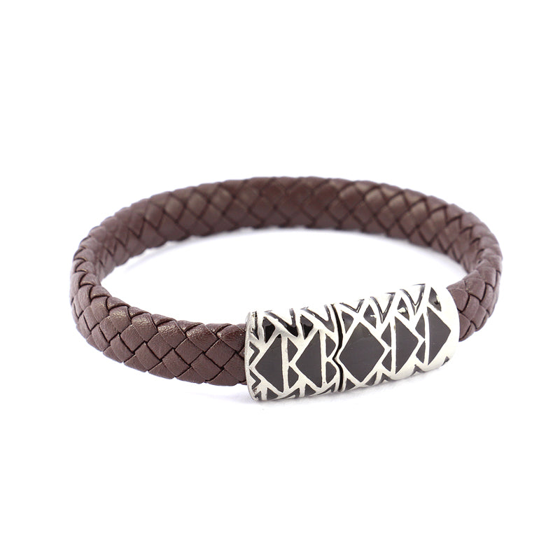 H147 PULSERA DE HOMBRE CON PIEL Y ACERO INOXIDABLE