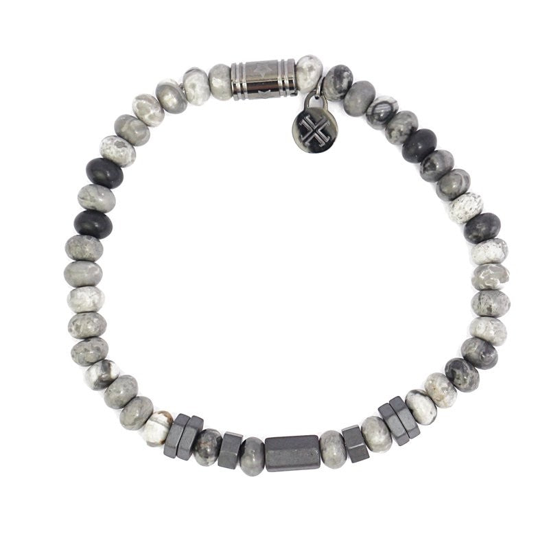 BPU322   PULSERA DE HOMBRE CON CUENTAS HEMATITA